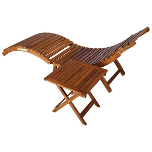 vidaXL Sunlounger with Table Solid Acacia Wood Brown