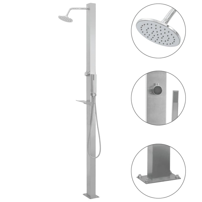 vidaXL Outdoor Shower Stainless Steel Straight