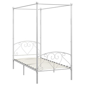 284426 vidaXL Canopy Bed Frame without Mattress White Metal 90x200 cm