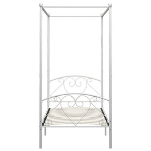 284426 vidaXL Canopy Bed Frame without Mattress White Metal 90x200 cm