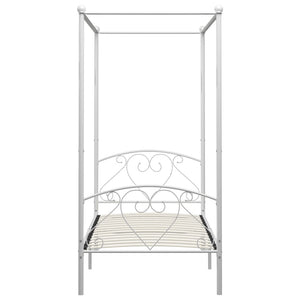 284427 vidaXL Canopy Bed Frame without Mattress White Metal 100x200 cm