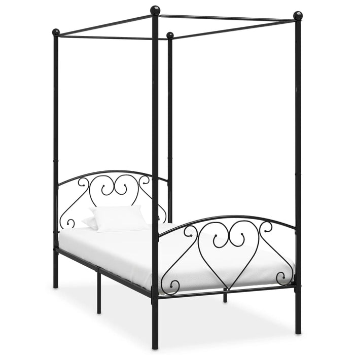 284433 vidaXL Canopy Bed Frame without Mattress Black Metal 90x200 cm