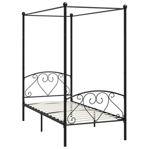 284433 vidaXL Canopy Bed Frame without Mattress Black Metal 90x200 cm