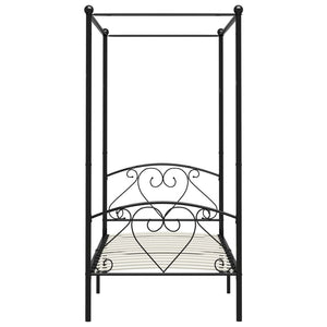 284433 vidaXL Canopy Bed Frame without Mattress Black Metal 90x200 cm