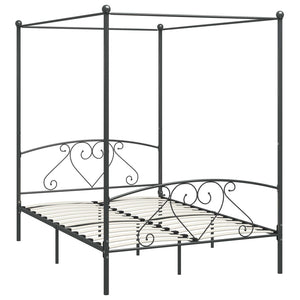 284444 vidaXL Canopy Bed Frame without Mattress Grey Metal 160x200 cm