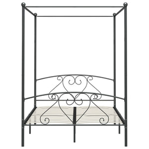 284444 vidaXL Canopy Bed Frame without Mattress Grey Metal 160x200 cm