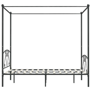 284444 vidaXL Canopy Bed Frame without Mattress Grey Metal 160x200 cm