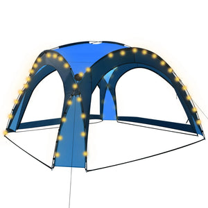 vidaXL Party Tent with LED and 4 Sidewalls 3.6x3.6x2.3 m Blue