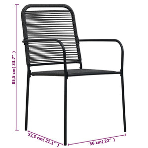 vidaXL 5 Piece Outdoor Dining Set Cotton Rope and Steel Black