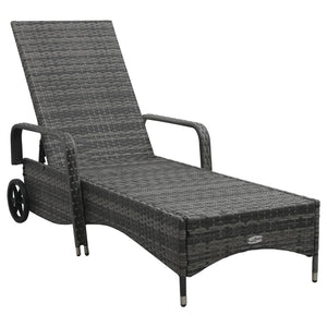 vidaXL Sun Lounger with Wheels Poly Rattan Grey