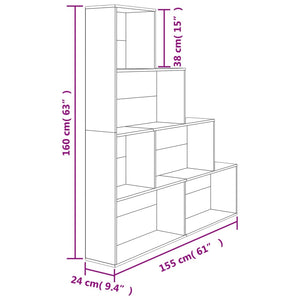 vidaXL Book Cabinet/Room Divider Concrete Grey 155x24x160 cm Engineered Wood