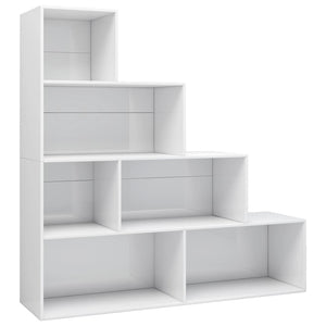 vidaXL Book Cabinet/Room Divider High Gloss White 155x24x160 cm Engineered Wood