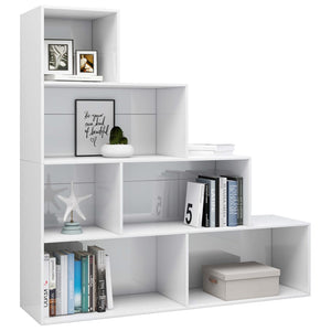 vidaXL Book Cabinet/Room Divider High Gloss White 155x24x160 cm Engineered Wood