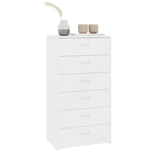 vidaXL Sideboard with 6 Drawers White 50x34x96 cm Engineered Wood