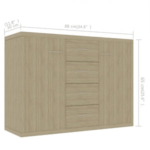 vidaXL Sideboard Sonoma Oak 88x30x65 cm Engineered Wood