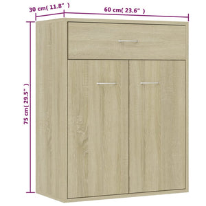 vidaXL Sideboard Sonoma Oak 60x30x75 cm Engineered Wood