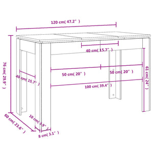 vidaXL Dining Table White 120x60x76 cm Engineered Wood