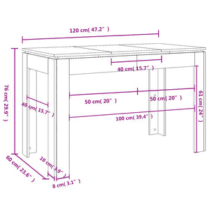 vidaXL Dining Table Sonoma Oak 120x60x76 cm Engineered Wood