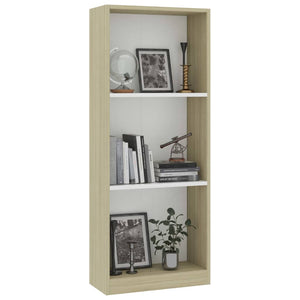 vidaXL 3-Tier Book Cabinet White and Sonoma Oak 40x24x108 cm Engineered Wood