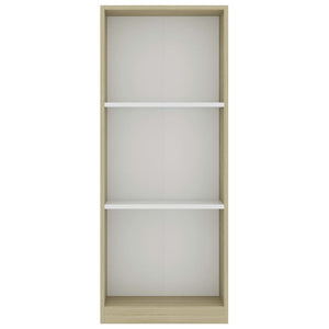 vidaXL 3-Tier Book Cabinet White and Sonoma Oak 40x24x108 cm Engineered Wood