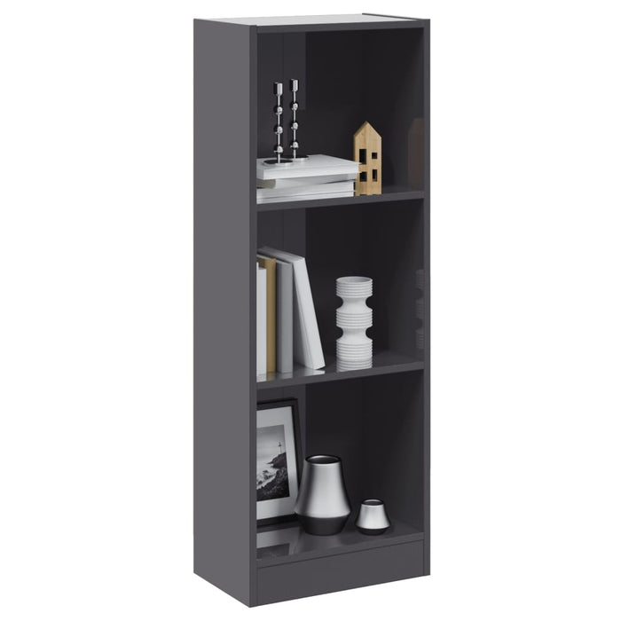 vidaXL 3-Tier Book Cabinet High Gloss Grey 40x24x109 cm Engineered Wood