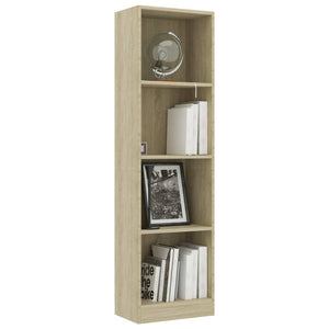 vidaXL 4-Tier Book Cabinet Sonoma Oak 40x24x142 cm Engineered Wood