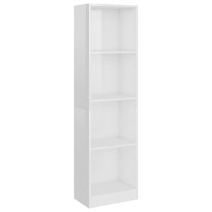 vidaXL 4-Tier Book Cabinet High Gloss White 40x24x142 cm Engineered Wood