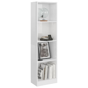 vidaXL 4-Tier Book Cabinet High Gloss White 40x24x142 cm Engineered Wood