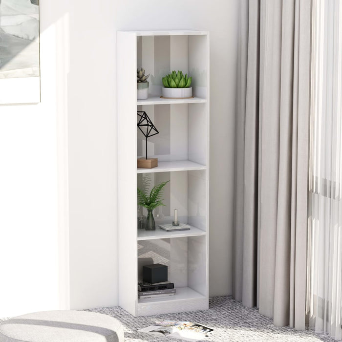 vidaXL 4-Tier Book Cabinet High Gloss White 40x24x142 cm Engineered Wood