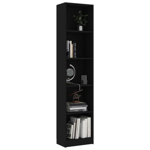 vidaXL 5-Tier Book Cabinet Black 40x24x175 cm Engineered Wood