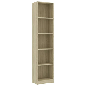 vidaXL 5-Tier Book Cabinet Sonoma Oak 40x24x175 cm Engineered Wood