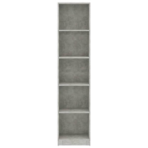 vidaXL 5-Tier Book Cabinet Concrete Grey 40x24x175 cm Engineered Wood