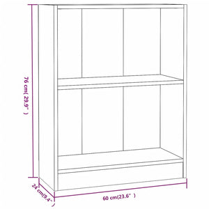 vidaXL Bookshelf Grey 60x24x76 cm Engineered Wood