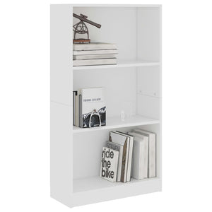 vidaXL 3-Tier Book Cabinet White 60x24x109 cm Engineered Wood