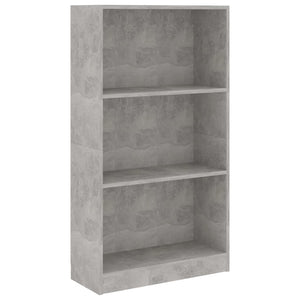 vidaXL 3-Tier Book Cabinet Concrete Grey 60x24x109 cm Engineered Wood