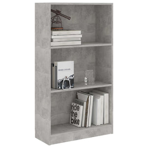 vidaXL 3-Tier Book Cabinet Concrete Grey 60x24x109 cm Engineered Wood