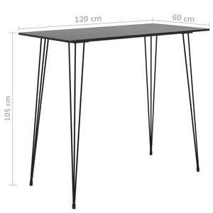 vidaXL Bar Table Black 120x60x105 cm