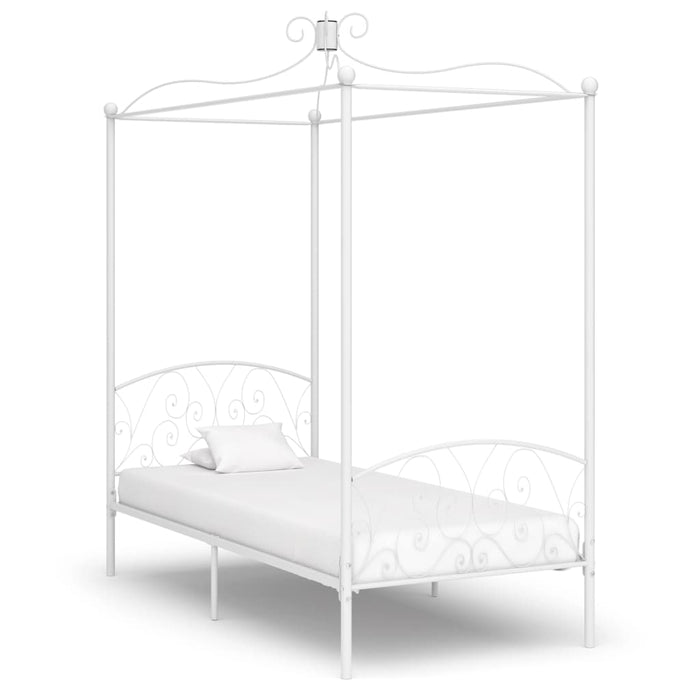 284469 vidaXL Canopy Bed Frame without Mattress White Metal 100x200 cm