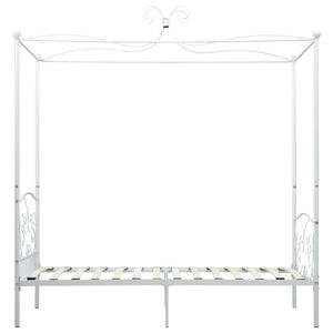 284469 vidaXL Canopy Bed Frame without Mattress White Metal 100x200 cm