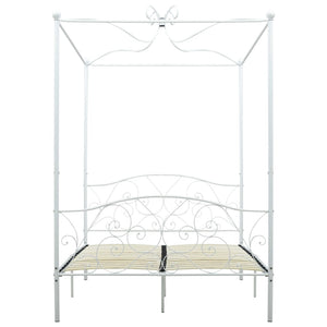 284470 vidaXL Canopy Bed Frame without Mattress White Metal 120x200 cm