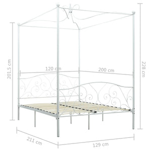 284470 vidaXL Canopy Bed Frame without Mattress White Metal 120x200 cm