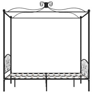 284477 vidaXL Canopy Bed Frame without Mattress Black Metal 140x200 cm