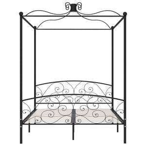 284478 vidaXL Canopy Bed Frame without Mattress Black Metal 160x200 cm