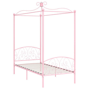 284486 vidaXL Canopy Bed Frame without Mattress Pink Metal 90x200 cm