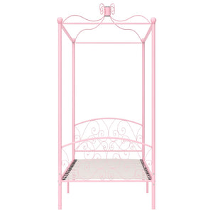 284486 vidaXL Canopy Bed Frame without Mattress Pink Metal 90x200 cm