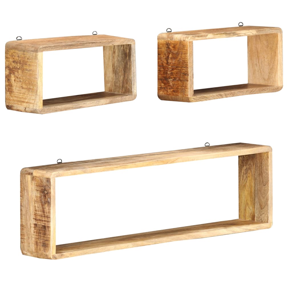 vidaXL 3 Piece Wall Cube Shelf Set Soild Mango Wood