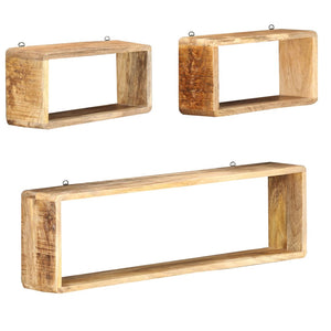 vidaXL 3 Piece Wall Cube Shelf Set Soild Mango Wood