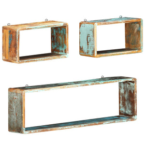 vidaXL 3 Piece Wall Cube Shelf Set Soild Reclaimed Wood