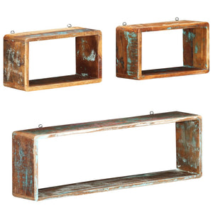 vidaXL 3 Piece Wall Cube Shelf Set Soild Reclaimed Wood