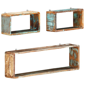 vidaXL 3 Piece Wall Cube Shelf Set Soild Reclaimed Wood